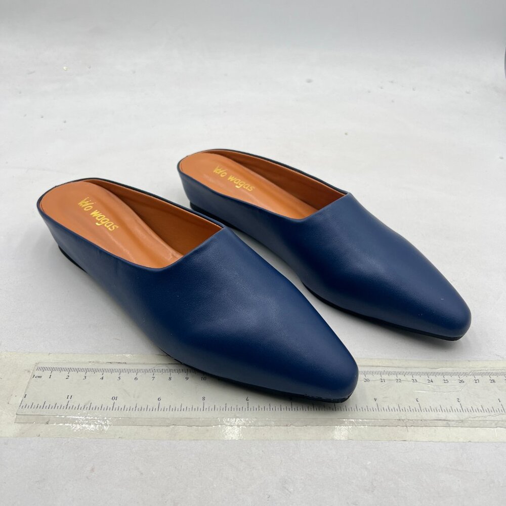 Classic Navy Leather Slip-On Mule - Women - Picture 4 of 8